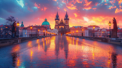 Fototapeta premium Capture the grandeur of Prague, Czech Republic created with Generative AI technology