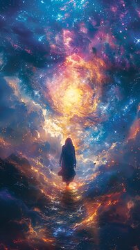 Legba guiding souls through holographic gateways in a surreal crossroads of destiny