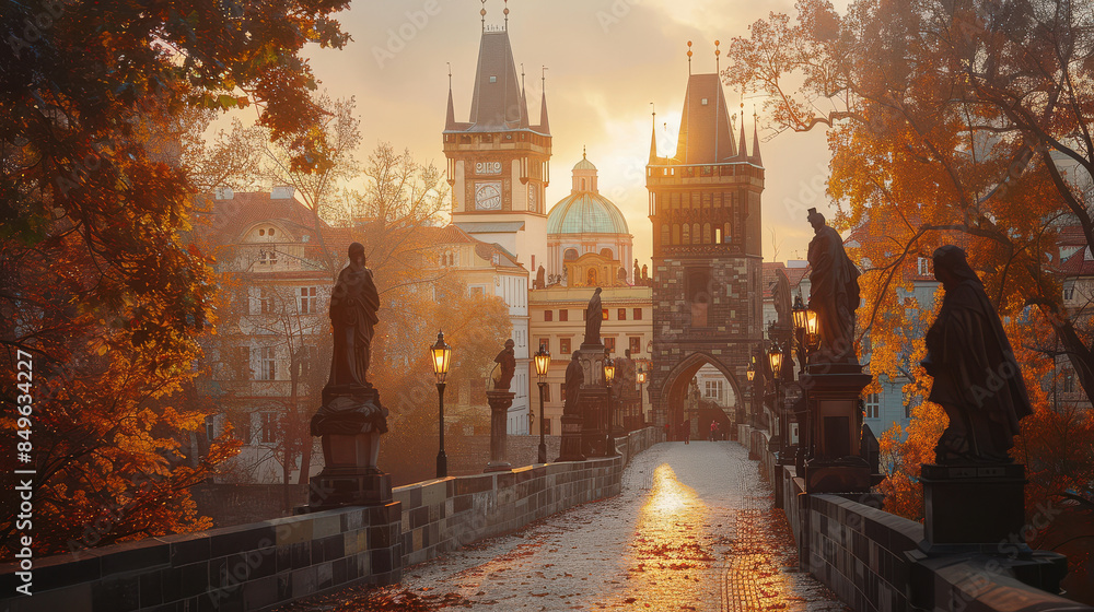 Wall mural capture the grandeur of prague, czech republic created with generative ai technology