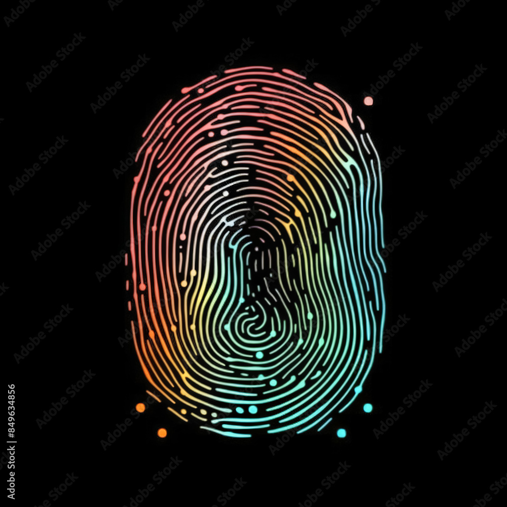 Poster a glowing fingerprint is shown on a dark background. concept of mystery and intrigue, as the fingerp
