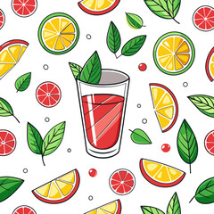 beautiful summer graphics with cold lemonade and fruits