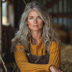 Fototapeta premium Portrait of a Mature Woman in Rustic Setting