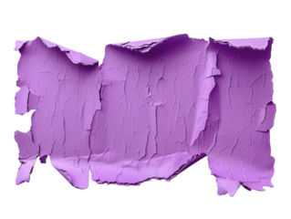 Blank ripped violet torn cardboard piece on transparent or white background