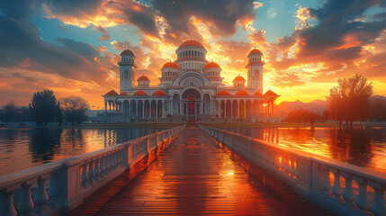 Capture the grandeur of Skopje, North Macedonia created with Generative AI technology