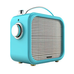 Fototapeta premium Blue Vintage style wireless speaker on transparent or white background