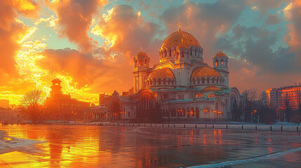Fototapeta premium Capture the grandeur of Sofia, Bulgaria created with Generative AI technology