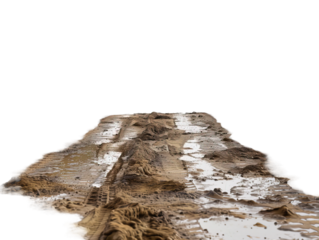 Country muddy road on transparent or white background