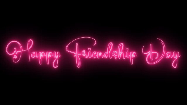 Happy Friendship Day Animation Neon Text-4K