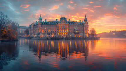 Fototapeta premium Capture the grandeur of Stockholm, Sweden created with Generative AI technology