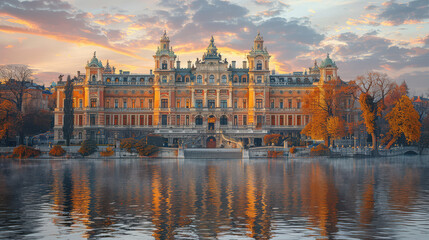 Obraz premium Capture the grandeur of Stockholm, Sweden created with Generative AI technology