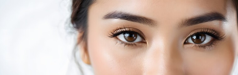 Naklejka premium Close-up of beauty Asia woman eye on white background