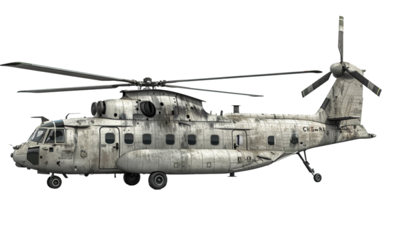 Chinook helicopter on transparent or white background