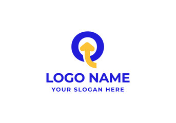 logo letter Q and arrow. Logo modern, business, management. Editable file