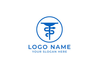 logo medical letter S with pharmacy snake symbol. Logo type, healthcare, initial. Editable file