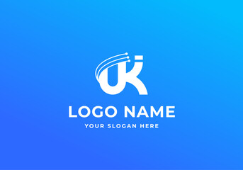 Logo letter U K and network. Logo tech, network, futuristic. Editable file
