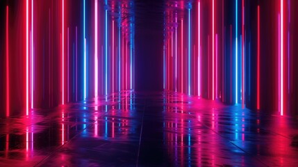 Room Lit by Red and Blue Lights