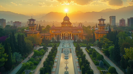 Obraz premium Capture the grandeur of Tirana, Albania created with Generative AI technology
