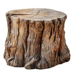 Tree trunk wood podium on transparent or white background