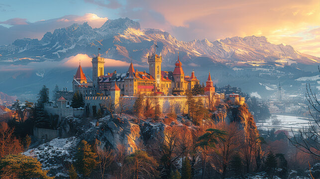 Capture the grandeur of Vaduz, Liechtenstein created with Generative AI technology