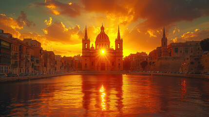 Fototapeta premium Beautiful Valletta, Malta created with Generative AI technology