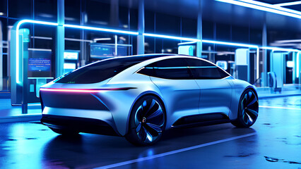 Obraz premium Futuristic Electric Sport Car Chassis and High-Performance Battery Packs for Future EV Innovation