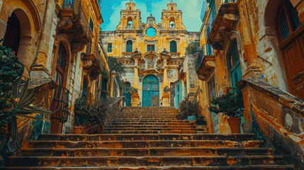 Obraz premium Capture the grandeur of Valletta, Malta created with Generative AI technology