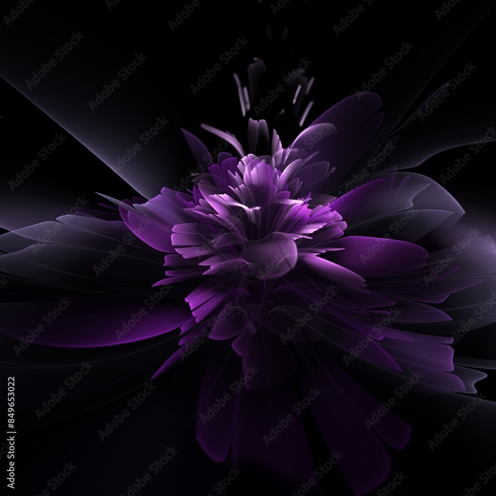 Poster dark fractal flower, digital artwork for creative graphic design...fractal pattern in the shape of f