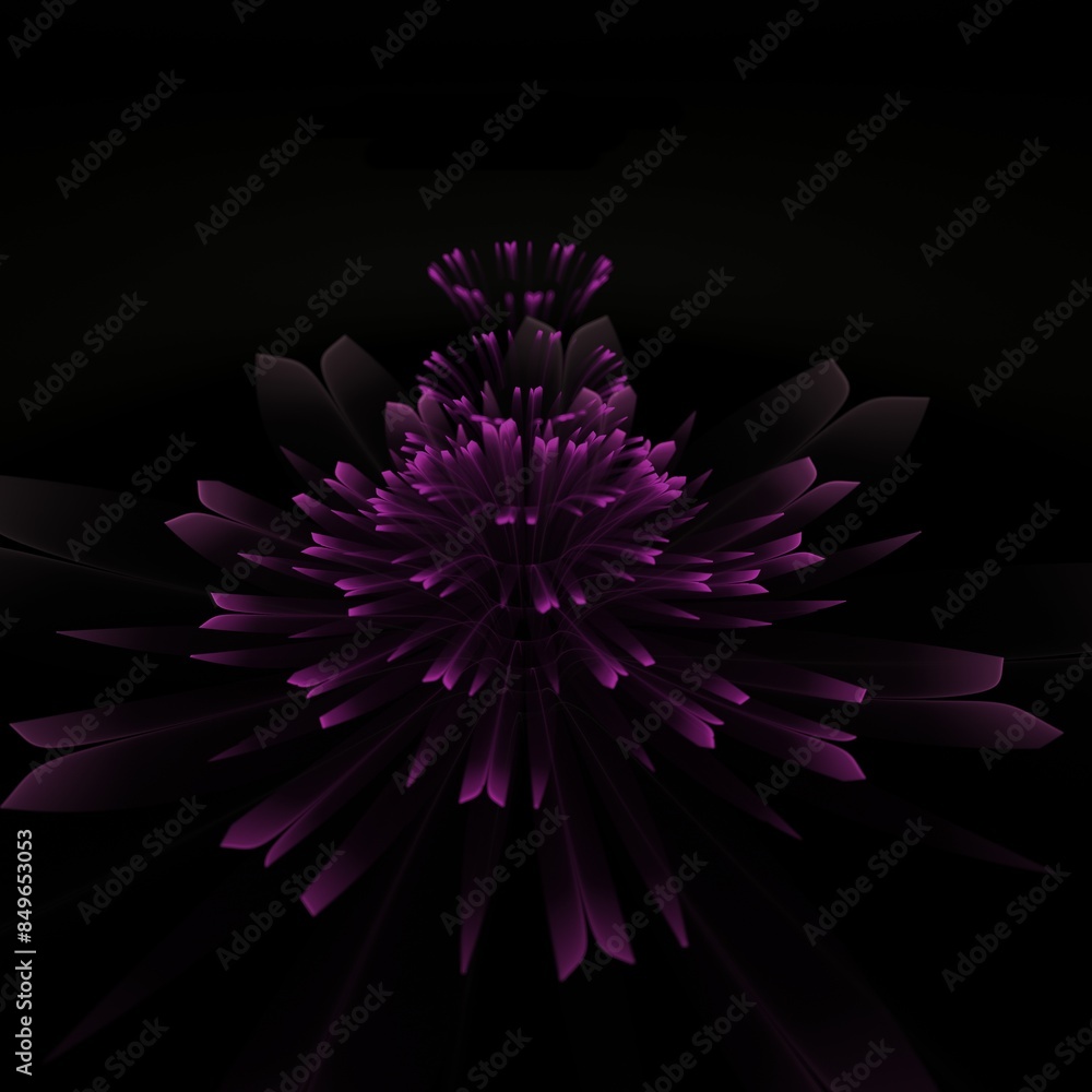 Poster dark fractal flower, digital artwork for creative graphic design...fractal pattern in the shape of f