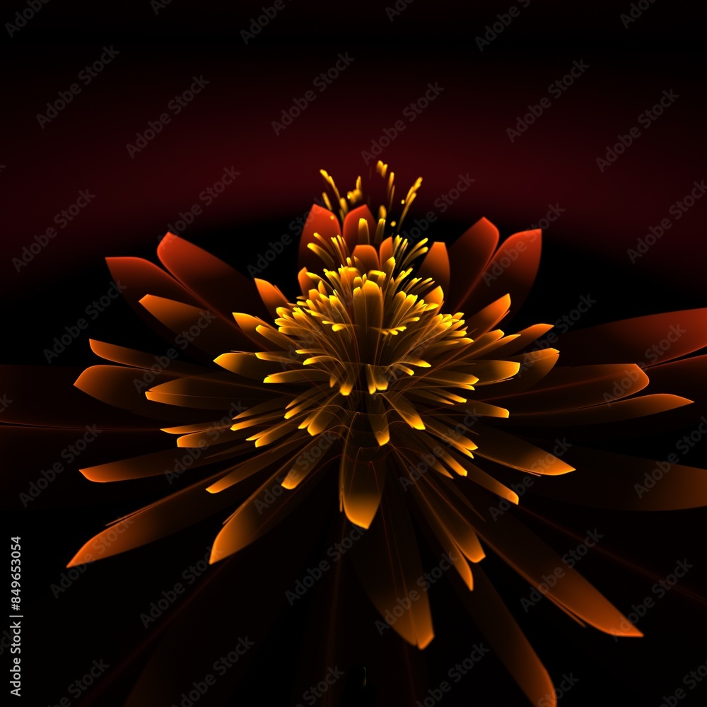 Poster dark fractal flower, digital artwork for creative graphic design...fractal pattern in the shape of f