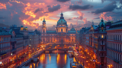 Obraz premium Capture the grandeur of Vienna, Austria created with Generative AI technology