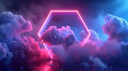 Neon Frame in Cloudy Sky