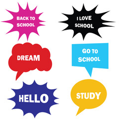 Retro colorful comic speech bubbles set. Comic Speech Chat Bubble Set on white and black background. vector illustration.