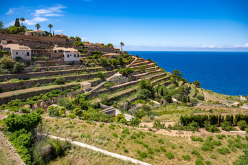 View of Banyalbufar. Majorca Cityscape during great weather, sea in the background, horizontal...