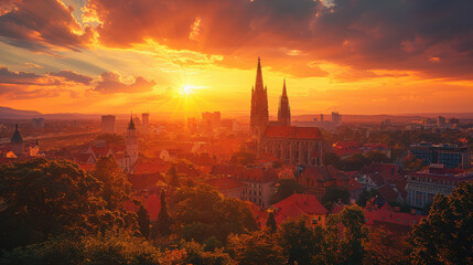 Naklejka premium Capture the grandeur of Zagreb, Croatia created with Generative AI technology