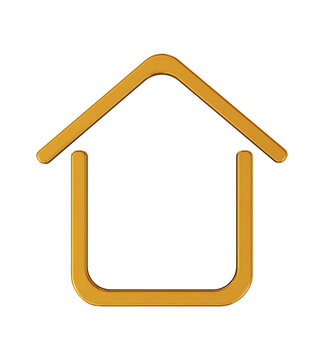 3D gold house symbol logo icon design with transparent background