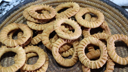 Traditional Moroccan Kaak Biscuits in Various Stages of Preparation