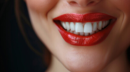 Obraz premium close up of smiling mouth , Hollywood smile , white teeth 