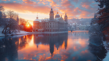 Obraz premium Capture the grandeur of Zurich, Switzerland created with Generative AI technology