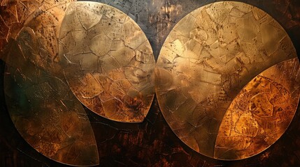 Texture of shapes in bronze and gold hues