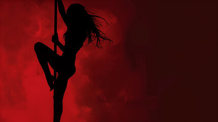 silhouette of a girl dancing on a pole	