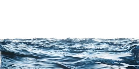 Surface of sea water on transparent or white background