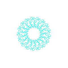 An abstract transparent circular spiral line art pattern design element.