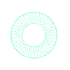 An abstract transparent circular spiral line art pattern design element.