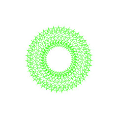 An abstract transparent circular spiral line art pattern design element.