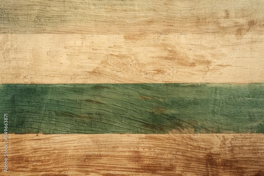 Aufkleber old weathered wooden planks forming a background with a green stripe, perfect for rustic and vintage