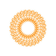 An abstract transparent circular spiral line art pattern design element.