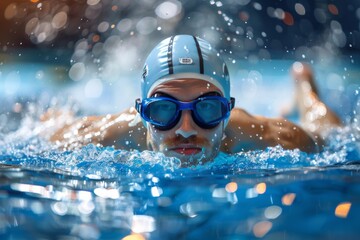 Swimmer in waterpool swim one of swimming style