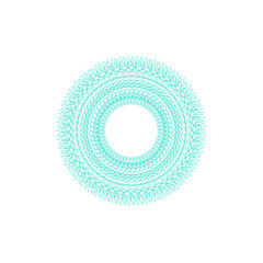 An abstract transparent circular spiral line art pattern design element.