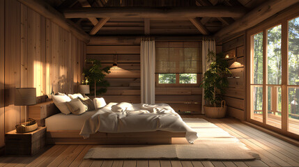 a simple but magnificent wooden house space