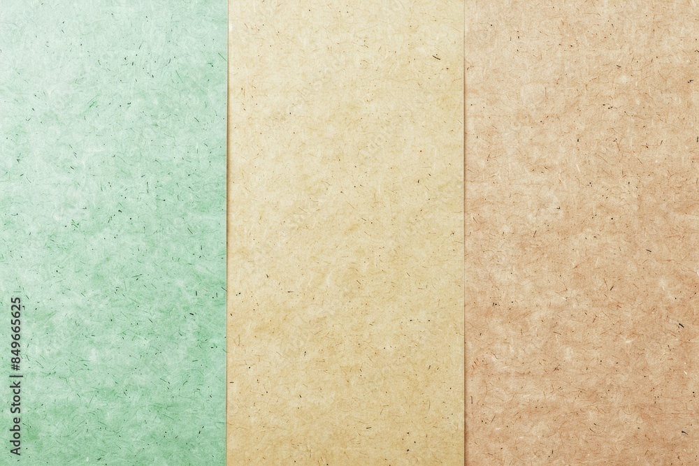 Poster three pieces of recycled paper are laying side by side creating an abstract background with neutral 